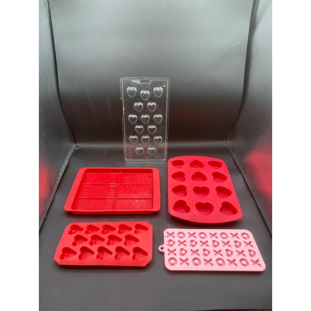 Lot of 5 Valentine’s Day Candy Silicone Trays (Used)